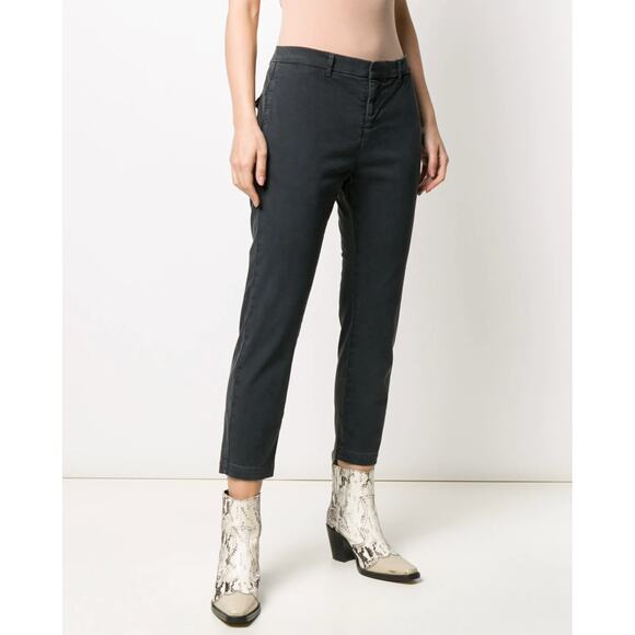 Nili Lotan Tel Aviv Pants Anthracite Gray Cropped Cotton Slim Fit Trousers Sz 10 - Picture 1 of 11